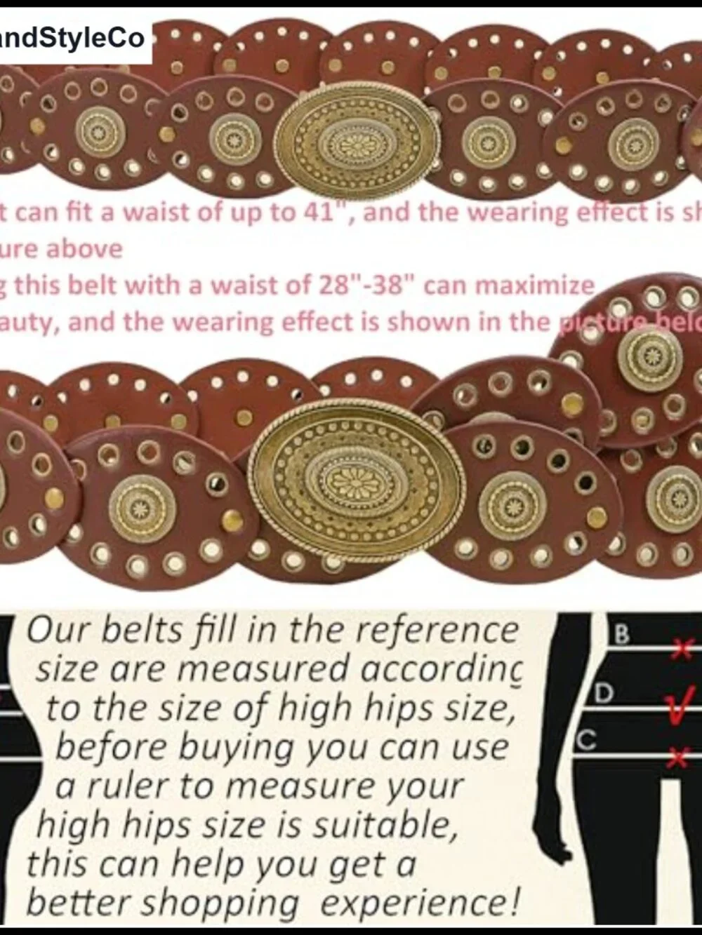 Women's Wide Hollow Rivet PU Leather Belt Western Cowgirl Concho Waist Belts